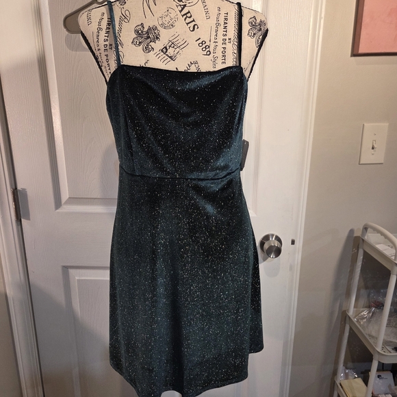 Altar'd State Dresses & Skirts - Altar'd State Sparkling Dark Green Mini Dress